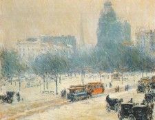 hassam winter in union square c1892. , 