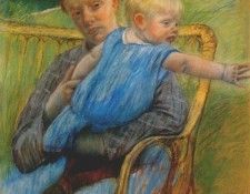 cassatt mathilde holding a baby who reaches out to the right c1889.  