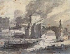 DAVID Jacques Louis View of the Tiber and Castel St Angelo. , -