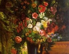 A Vase of Flowers on a Console (1848-1850, oil on canvas). Mus