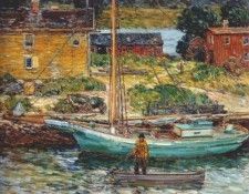 hassam oyster sloop, cos cob 1902. , 