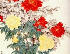 yu feian peonies 20th-c. .