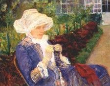 cassatt lydia crocheting in the garden at marly 1880.  