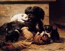Ronner-Knip Henritte Dog With Puppies Sun . Ronner-Knip, 