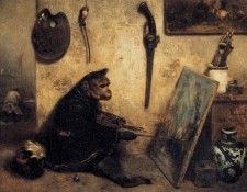 DECAMPS Alexandre Gabriel The Monkey Painter. Decamps, Александр, Гавриил