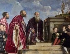 Titian and workshop - The Vendramin Family, venerating a Relic of the True Cross.  ( )