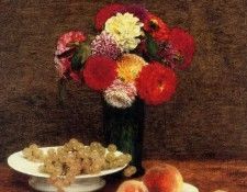 Fantin Latour Henri Still Life Dahlias in a Green Vase. ������-�����, �����-����-���-������