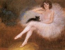 Carrier Belleuse Pierre Ballerina With A Black Cat.  Belleuse, 
