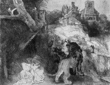Rijn van Rembrandt Hionymus in Italian landscape Sun. ,  
