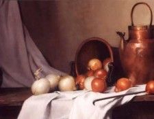 Hyde Still Life with Bread onions and Brass Water Jug. Hyde, 