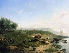 Haas de Leonardus Cattle at the side of the Rijn Sun. , De 