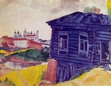 Chagall The blue house, 1917, 66 x 97 cm, Musee des Beaux-Ar. , 