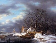 Schelfhout Andreas Winterlandscape Sun  . Schelfhout, 