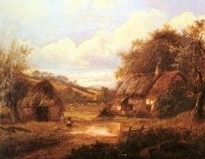 Thors Joseph Landscape With Figures Outside A Thatched Cottage. ����, �����