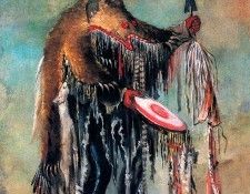 Gc 0008 White Buffalo Medicine Man wears Bearskin as he prays over a dying man sqs. , 
