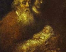 Rembrandt - Simeon with the Christ Child in the Temple.    