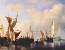 Velde-The-Younger Breakwater With Ships And A Yacht Setting Sail 1673. ,    
