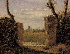 Corot Boid Guillaumi near Rouen A Gate Flanked by Two Posts. ����, ���-������-������