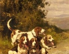 De Penne Charles Olivier Hunting Dogs On A Forest Path. �����, ������ ������ ��
