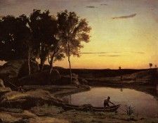 Corot Evening Landscape aka The Ferryman Evening. , --