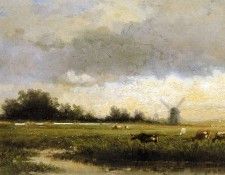 Roelofs Willem Cattle in polderlandscape Sun. , 
