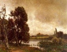 Stabli Adolf Gewitter Uber Sommerlicher Flusslandschaft. Stabli, ������