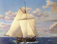 Eckersberg Christopher Wilhelm En Dansk Yacht Passerer Stevns. Eckersberg,  