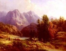 Baumgartner H Woodsman And Family In An Alpine Landscape. , H