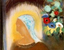 Redon Profile and flowers, 1912  Pastel on paper, 70.2 x 55.. , 