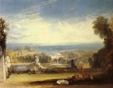 Turner Joseph Mallord William View from the Terrace of a Villa at Niton Isle of Wight from sketches by a lady. ,   