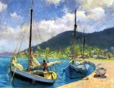 gentle breezes csg055 sailboats moored. ,  