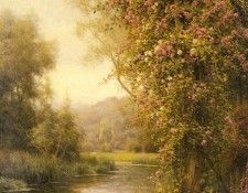 Knight Louis Aston A Flowering Vine Along A Winding Stream. , Louis Aston