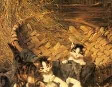 Adam Julius Playful Kittens In A basket. , 