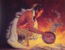 Indian by Firelight. Couse,  E