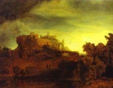 Rembrandt - Landscape with a Castle.    