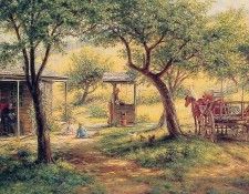 Stopping to Water His Horses.   Lamson