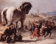 TIEPOLO Giovanni Domenico The Procession Of The Trojan Horse In Troy. ,  