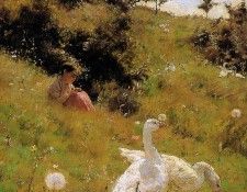 Kostandi Kiriak Girl with geese Sun. ��������, ������