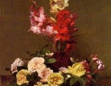 Fantin Latour Henri Gladiolas and Roses. -, ---