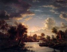 Abels Jacobus Landscape at moonlight Sun. ������ ���� ������