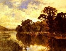 Parker Henry Hillier Cattle watering On A Riverbank. ������, ����� ������