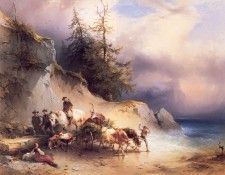 Heimkehr von der Jagd Am Attersee 1857. Gauermann, Фридрих