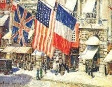 hassam across the avenue in sunlight, june 1918. , 