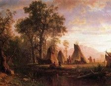 Bierstadt Albert Indian Encampment Late Afternoon. ��������, �������