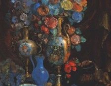 sapunov still life with vase flowers and fruit 1912. 
