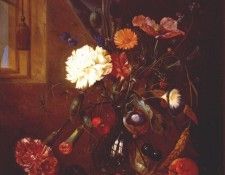 heem bouquet of flowers in glass vase c1650. ,  