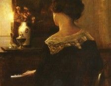 Holsoe Carl Vilhelm (Danish) 1863 to 1935 A Lady Playing The Piano O C 76.8 by 73cm. Holsoe,  