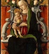 CRIVELLI MADONNA AND CHILD ENTHRONED WITH DONOR, C. 1470, NG.  