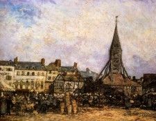 Jongkind Johan Barthold The Market At Sainte Catherine Honfleur. Jongkind,  