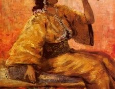 Charlet Frantz A Moroccan Beauty Holding A Parrot. Charlet, 